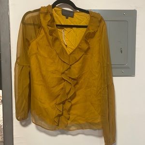 Anthropologie Medium Burnt Yellow Blouse